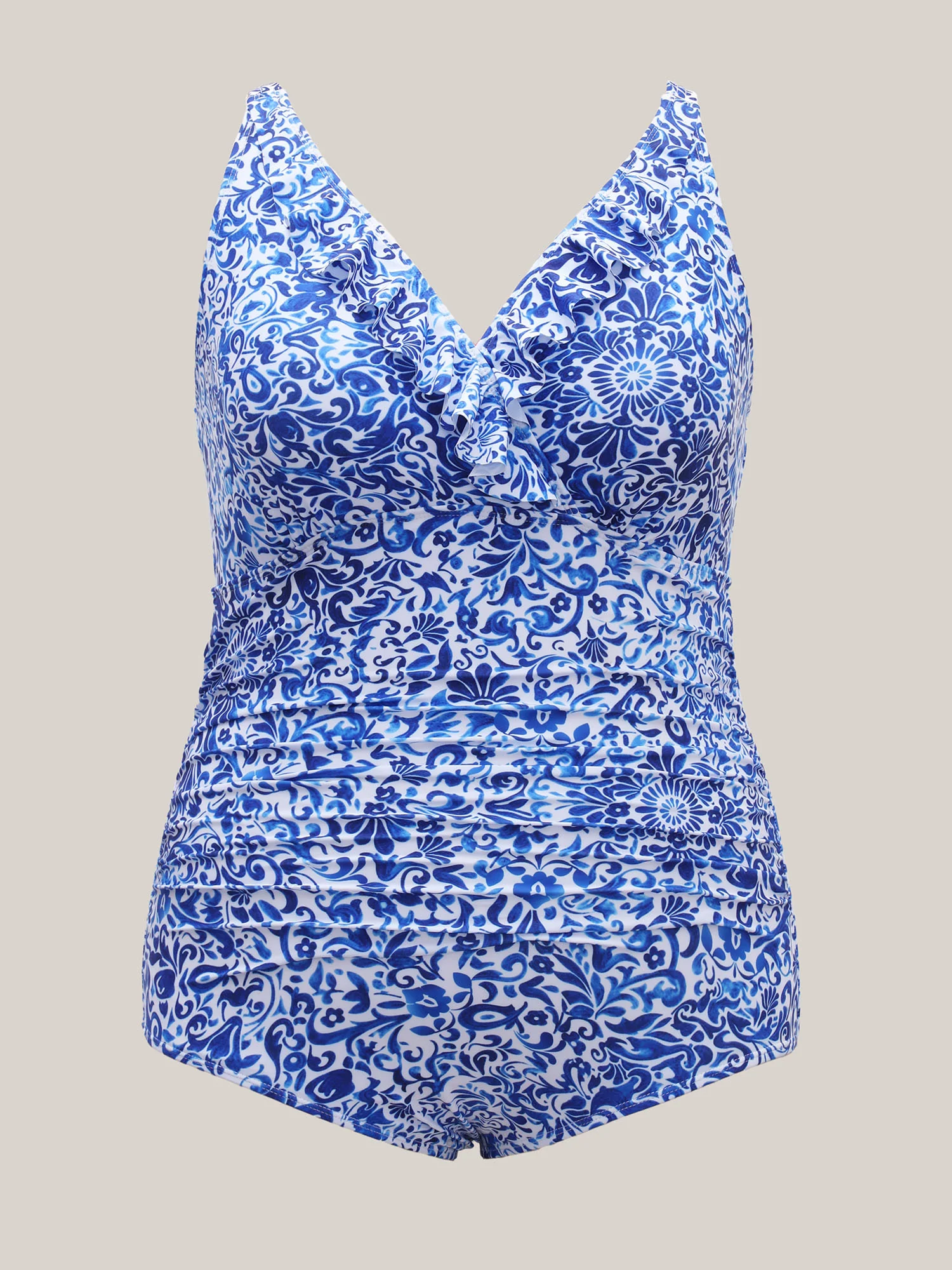 Boho Print Ruffled One-Piece Swimsuit