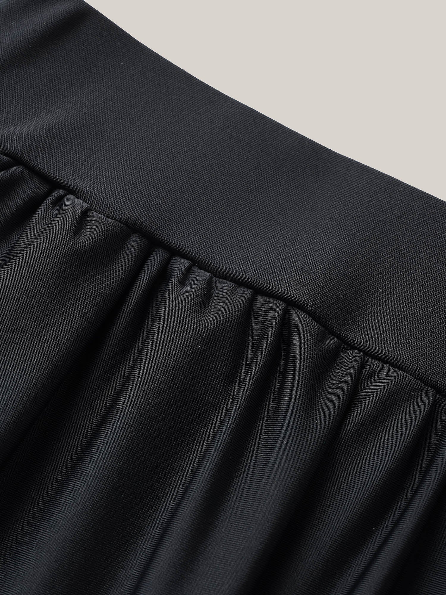 High Waisted Pockets Solid Pleated Swim Bottom