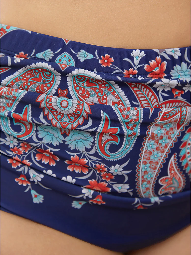 Paisley Print Ruched Front Swim Bottom