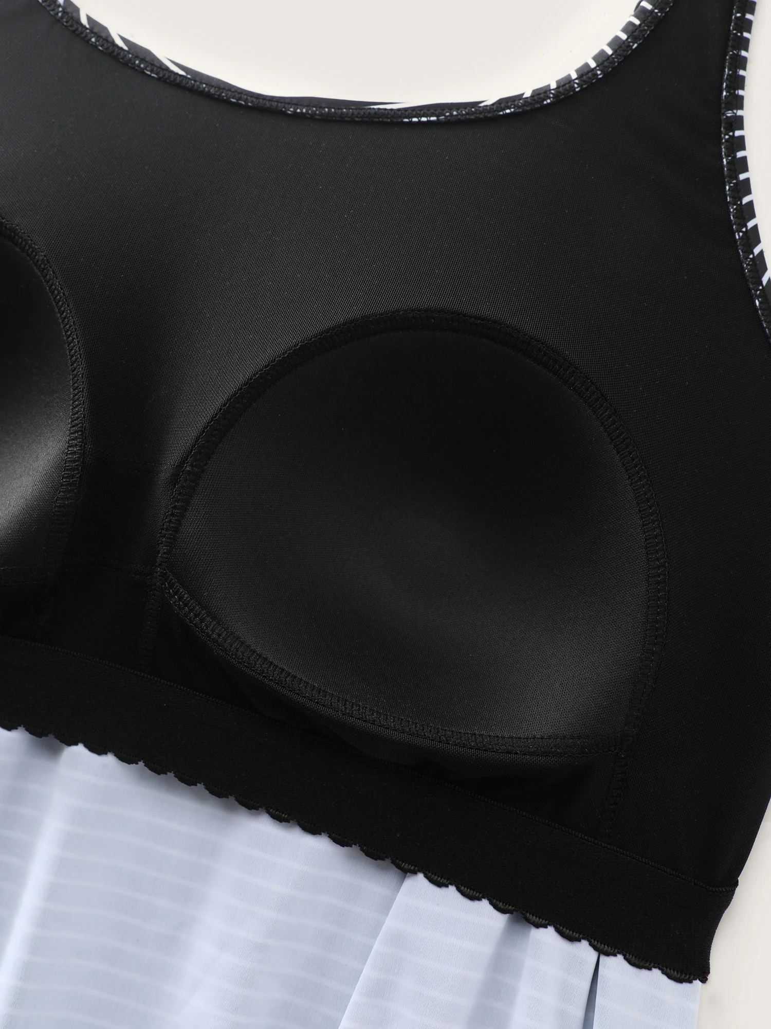 Striped Non-Removable Cups Swim Top