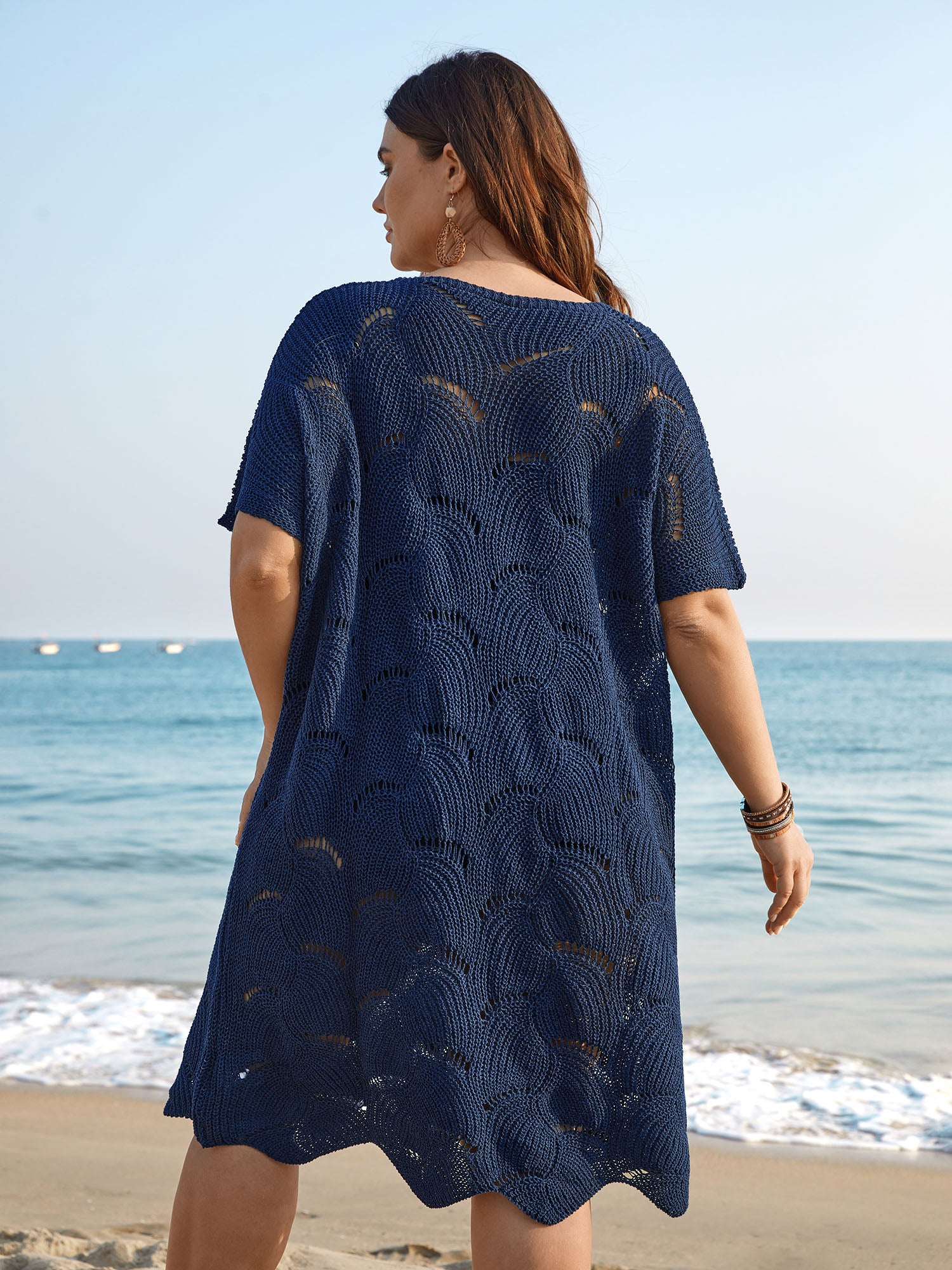 Cut-Out Solid V-Neck Swimsuit Coverup