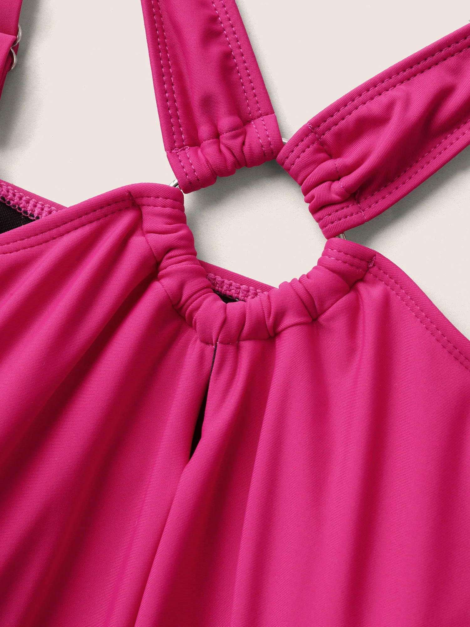 Contrast Cut Out Tiered Hem One Piece Swimsuit