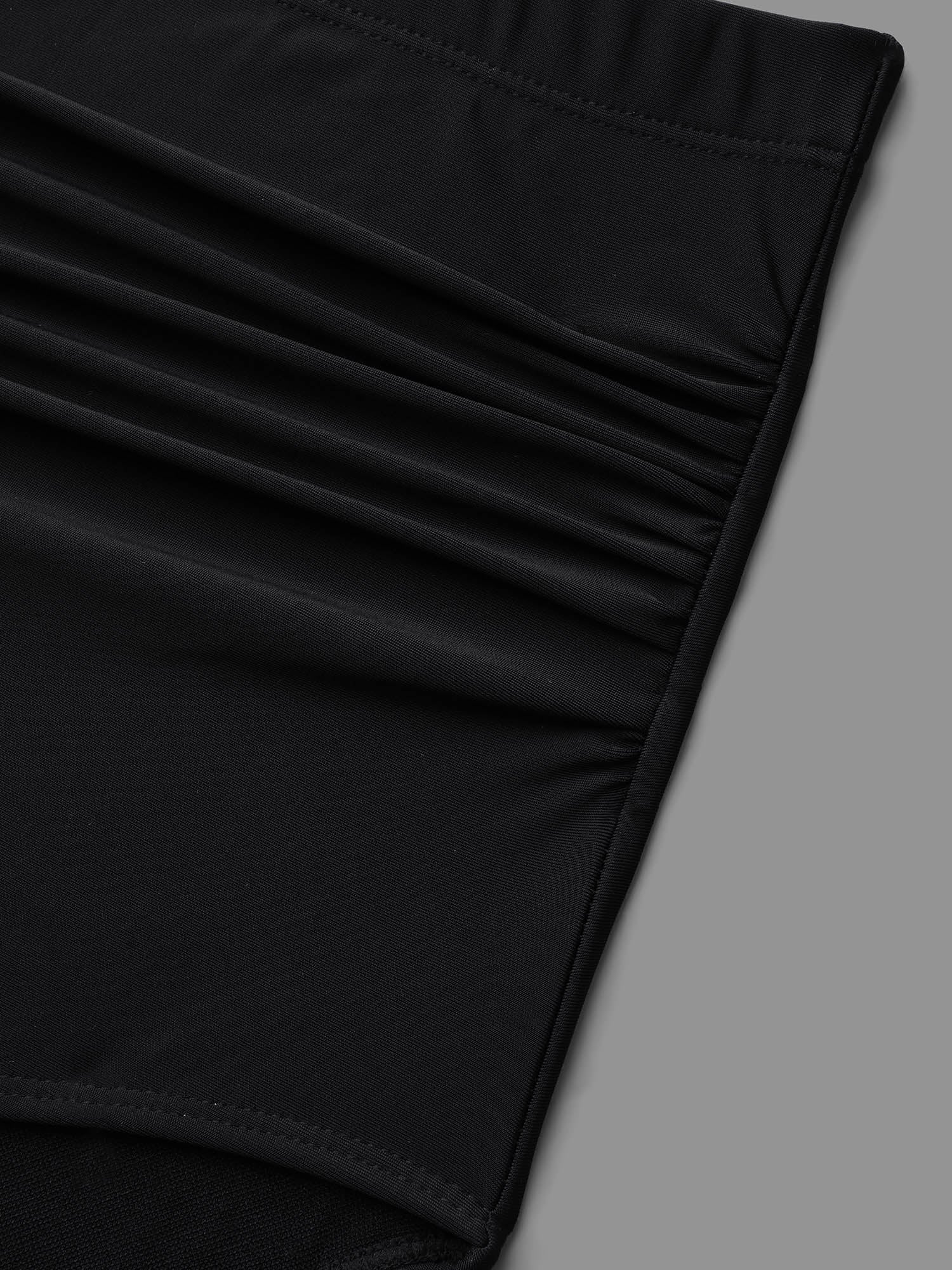 High Rise Ruched Plain Swim Bottoms