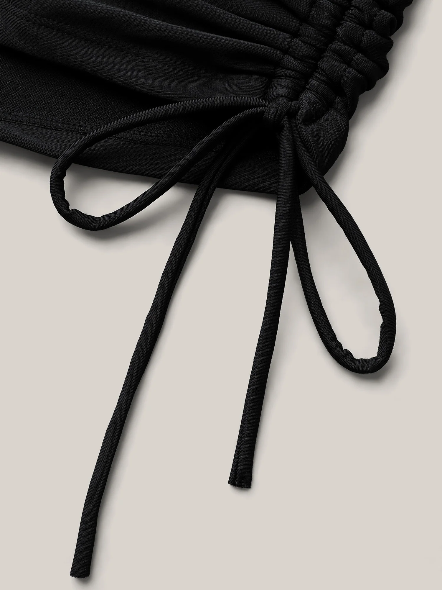 Ruched Drawstring Pocket Slim Swim Bottom