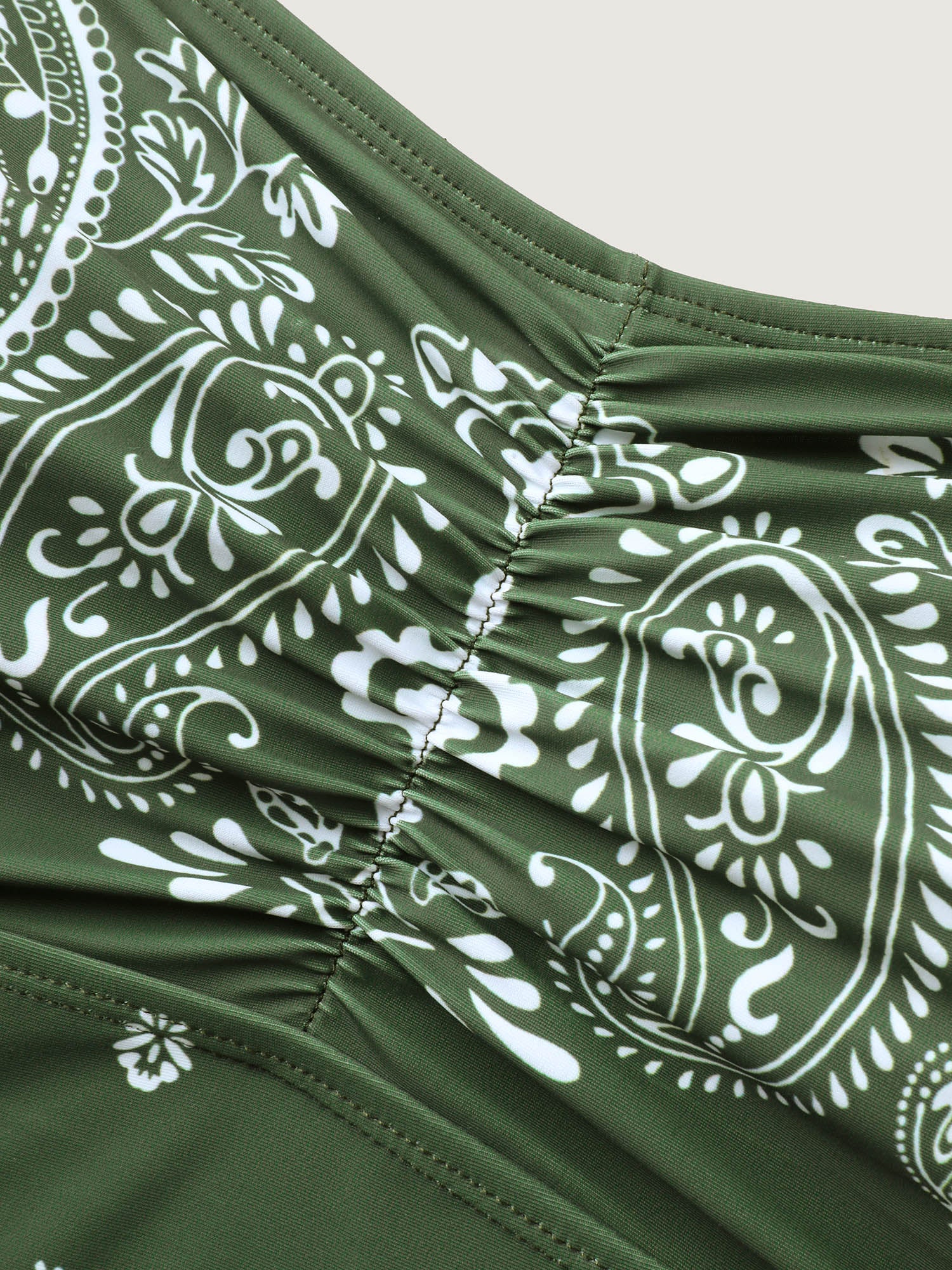 Paisley Print Ruched One-Piece Swimsuit