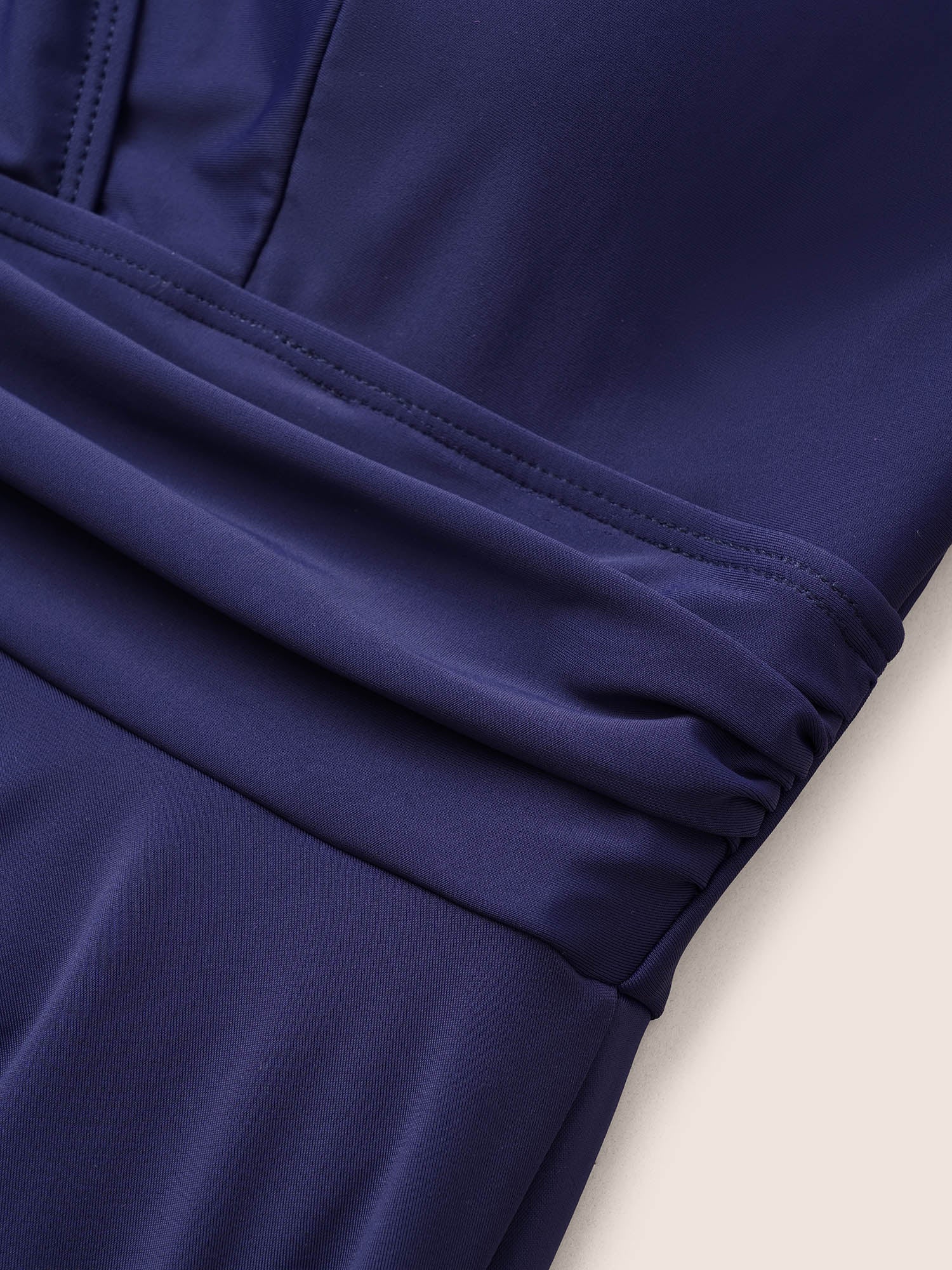 Solid Ruffle Hem Empire Waist Halter Neck Swim Dress