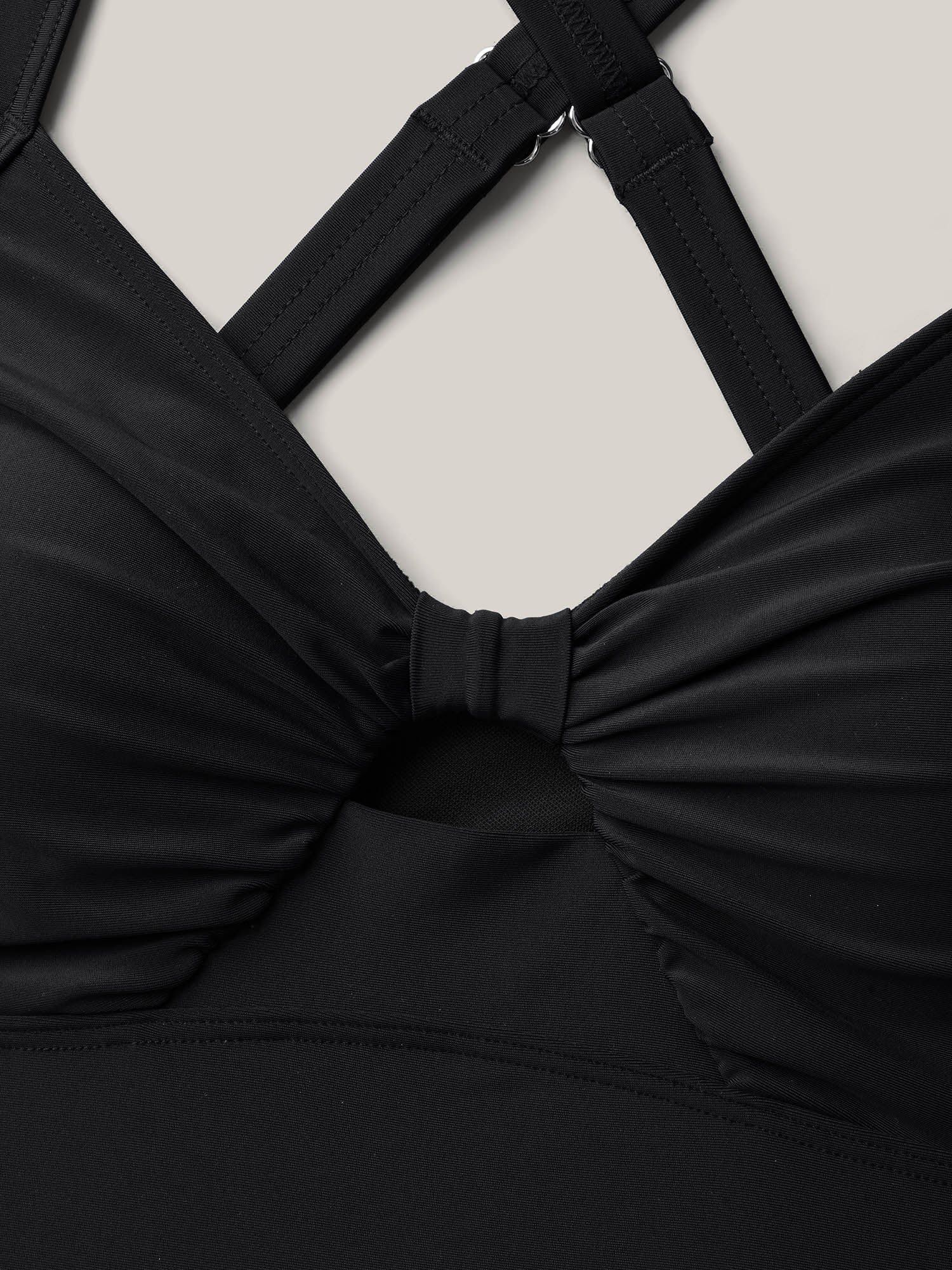 Cut-Out Twisted-Front Swim Top