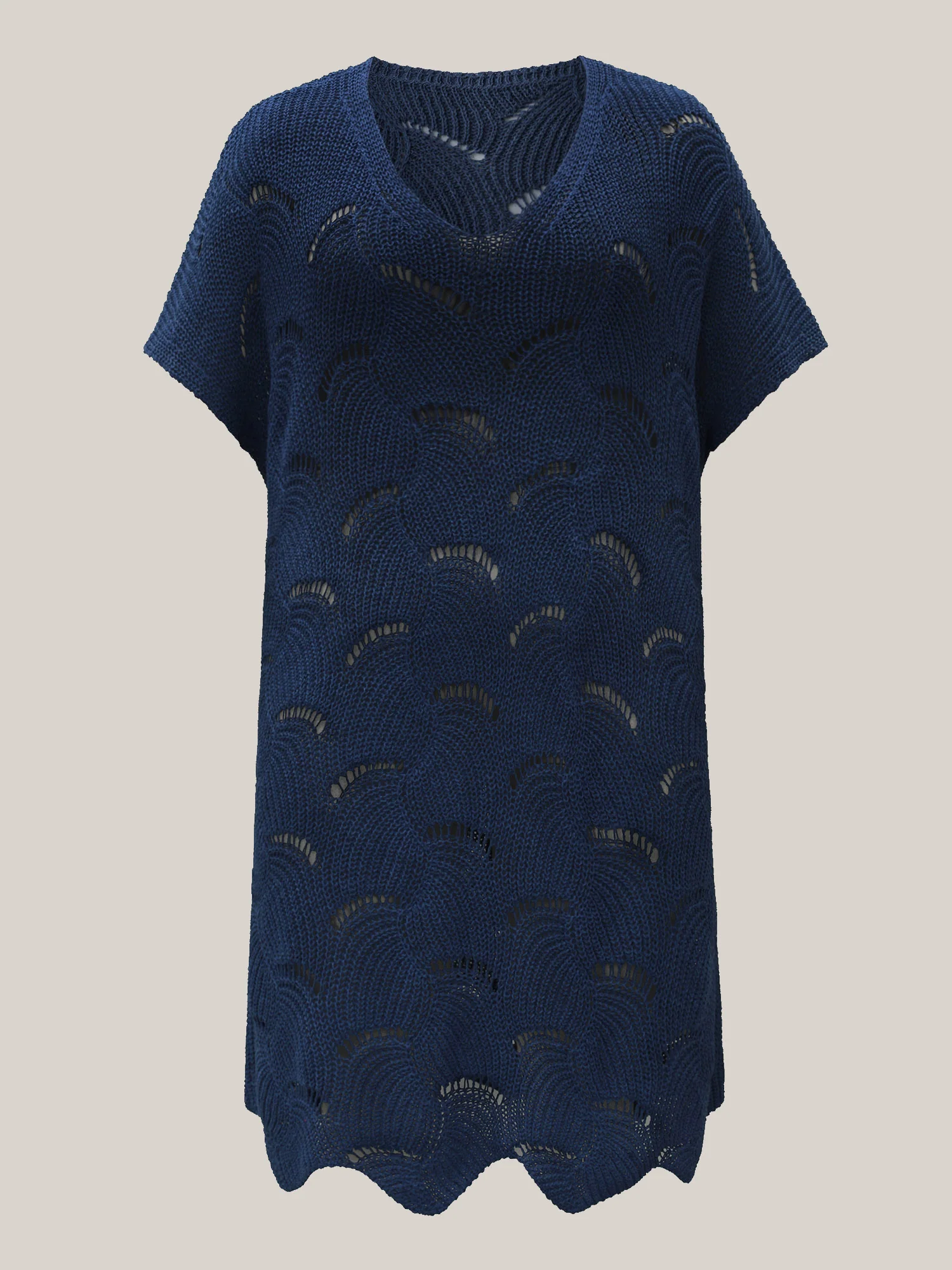 Cut-Out Solid V-Neck Swimsuit Coverup