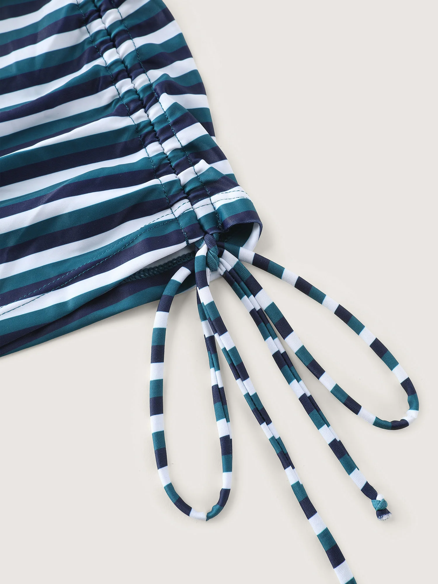 Striped Non-Removable Cups Swim Top