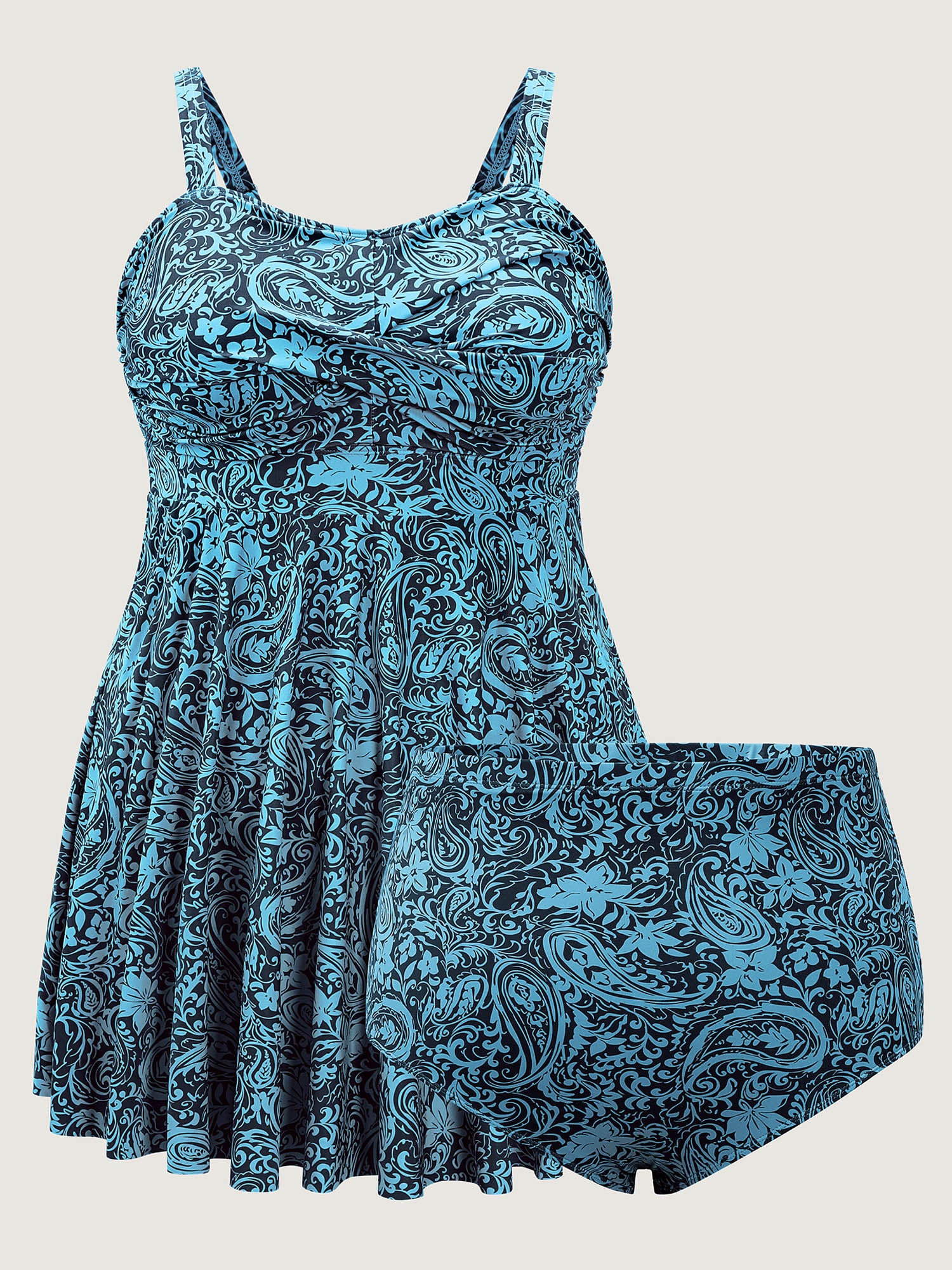 Paisley Print Twist Front Swim Dress