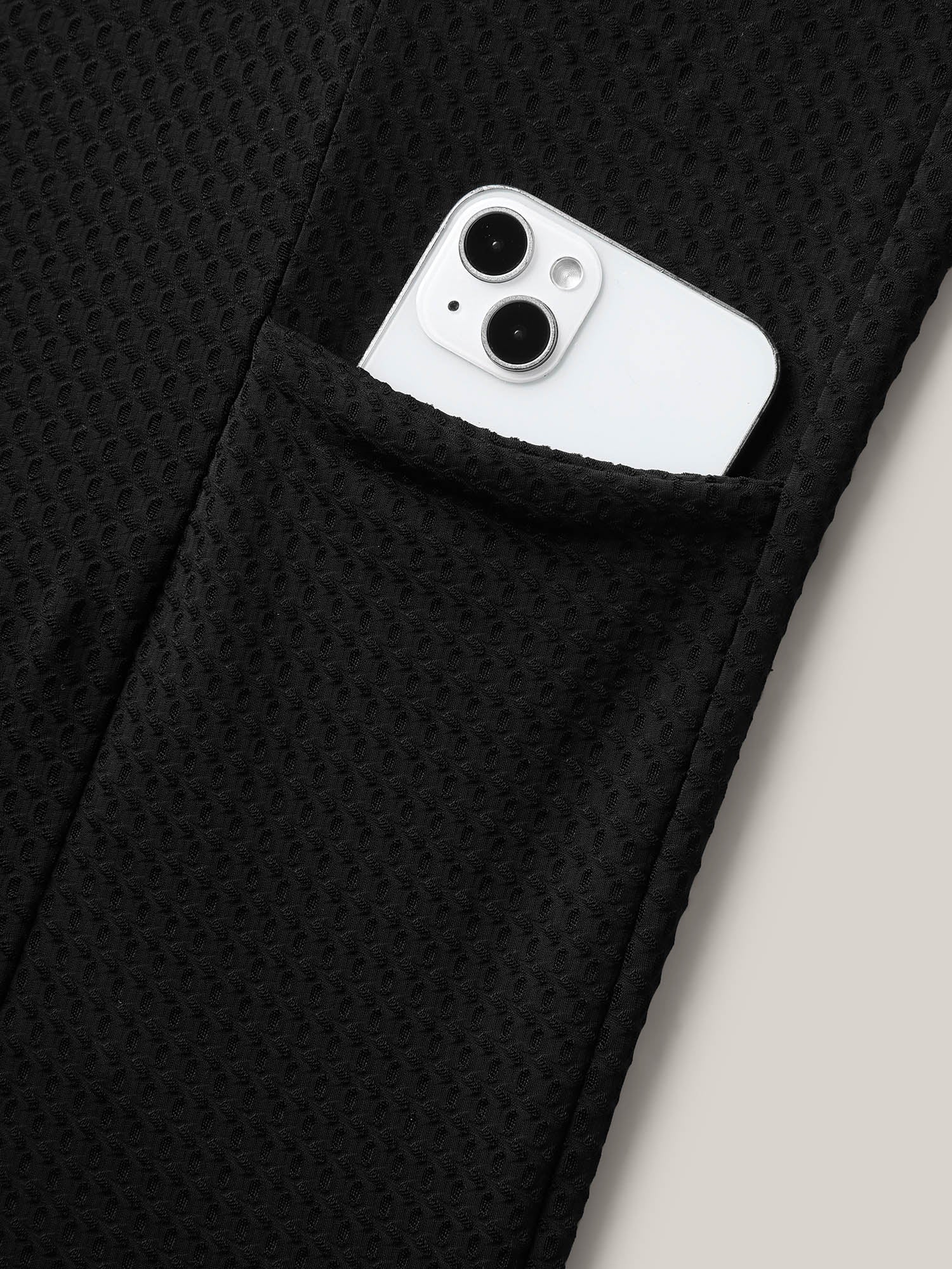 Textured Tight-Fit Pockets Swim Bottoms