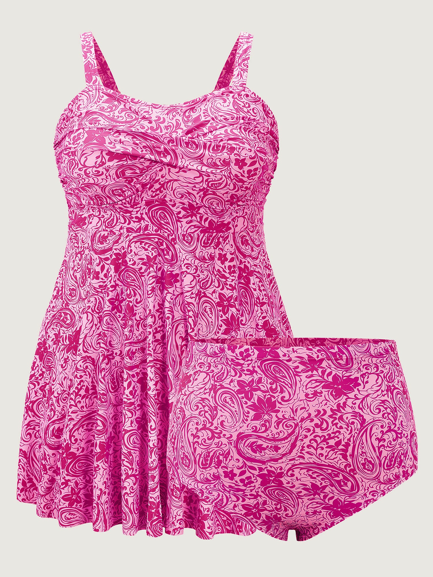 Paisley Print Twist Front Swim Dress