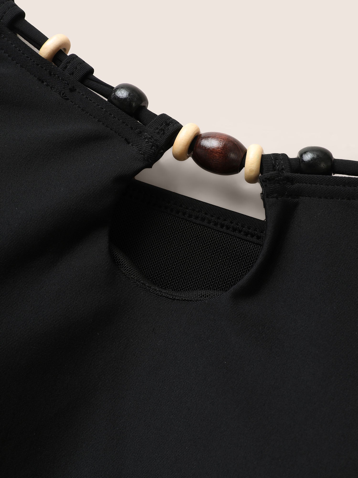 Solid Keyhole Adjustable Straps Swim Top