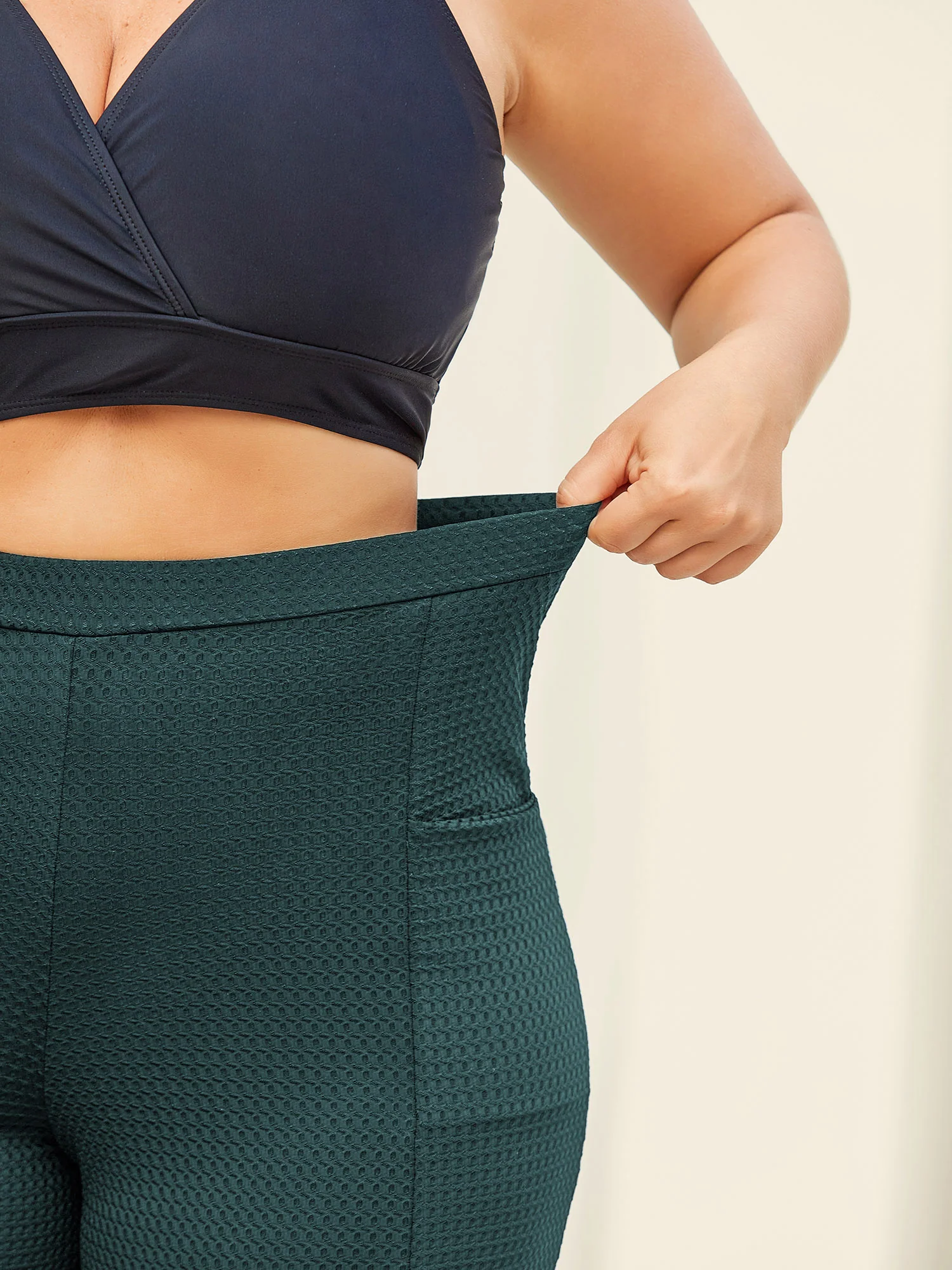 Textured Tight-Fit Pockets Swim Bottoms