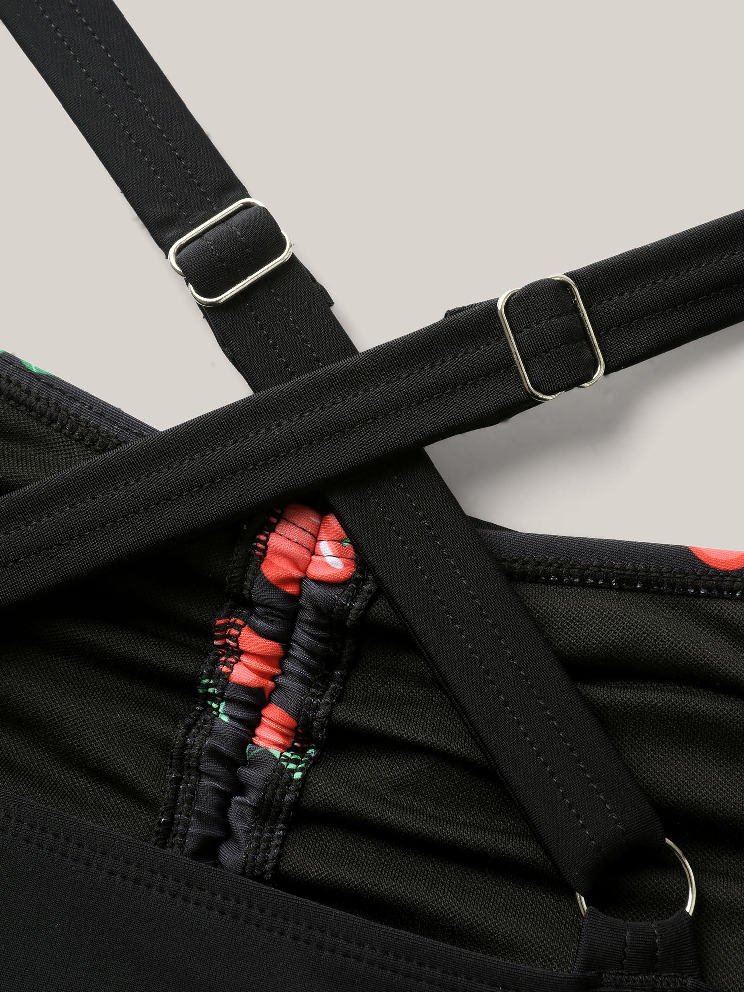 Cherry Print Ruched Drawstring Swim Top