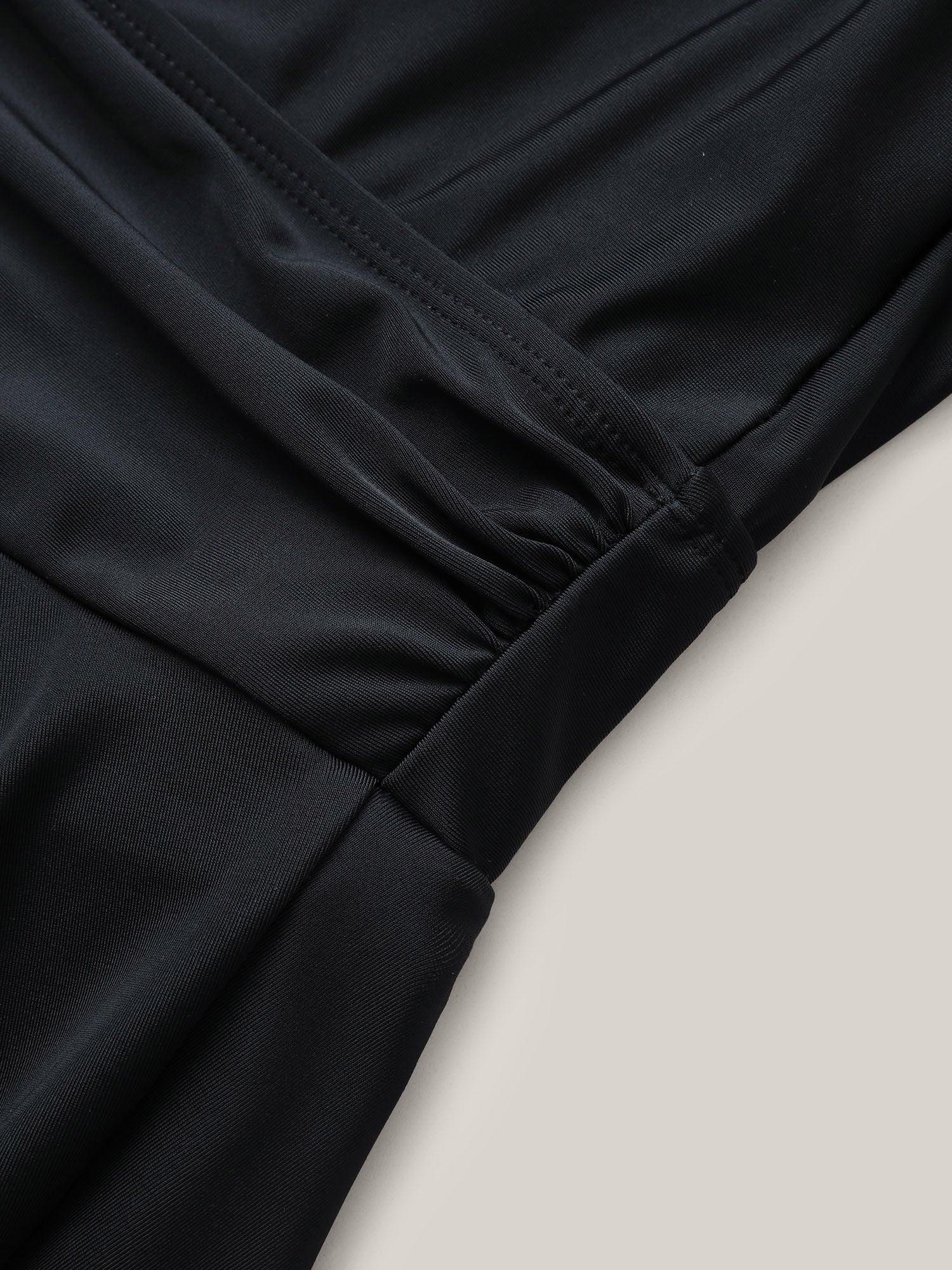 Solid Ruffle Hem Empire Waist Halter Neck Swim Dress