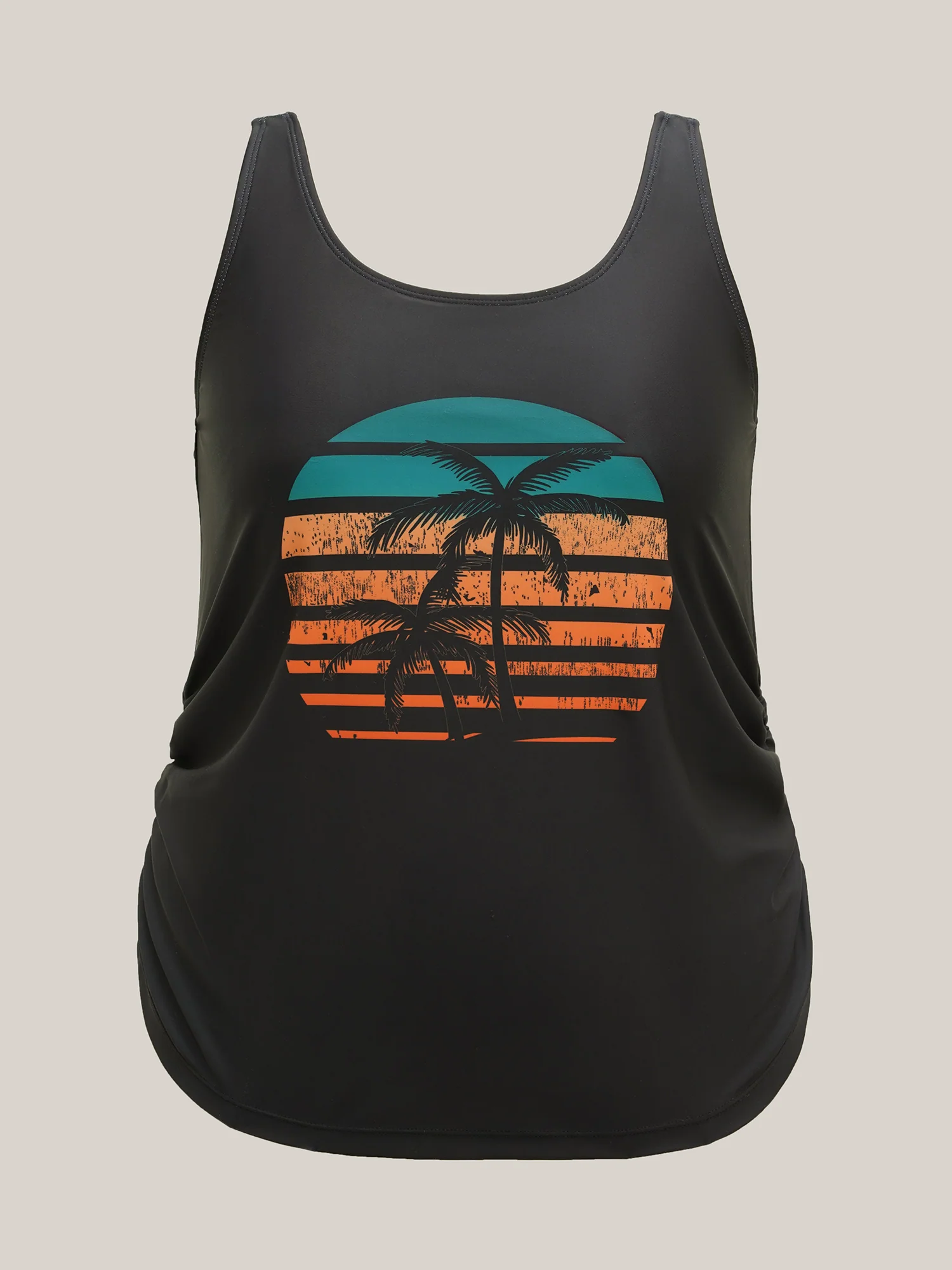 Island Print Ruched Swim Top