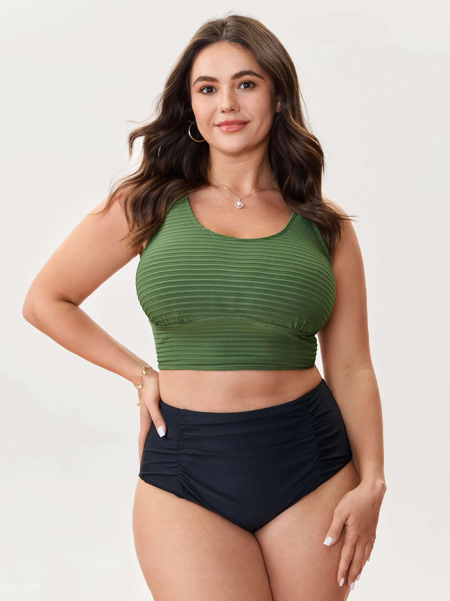 Textured U-Neck Swim Top