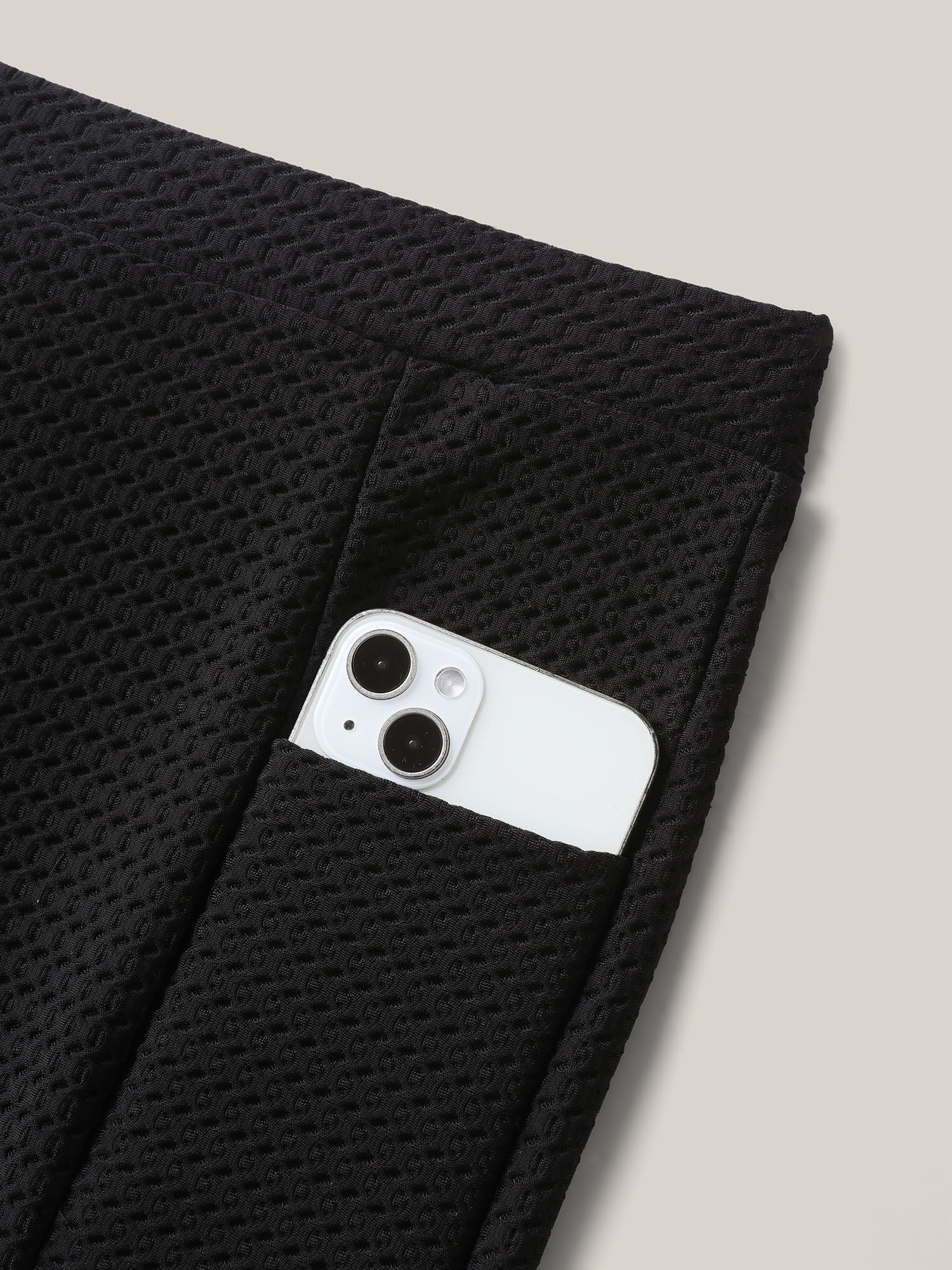 Textured Side Pockets Sculpting Swim Bottoms