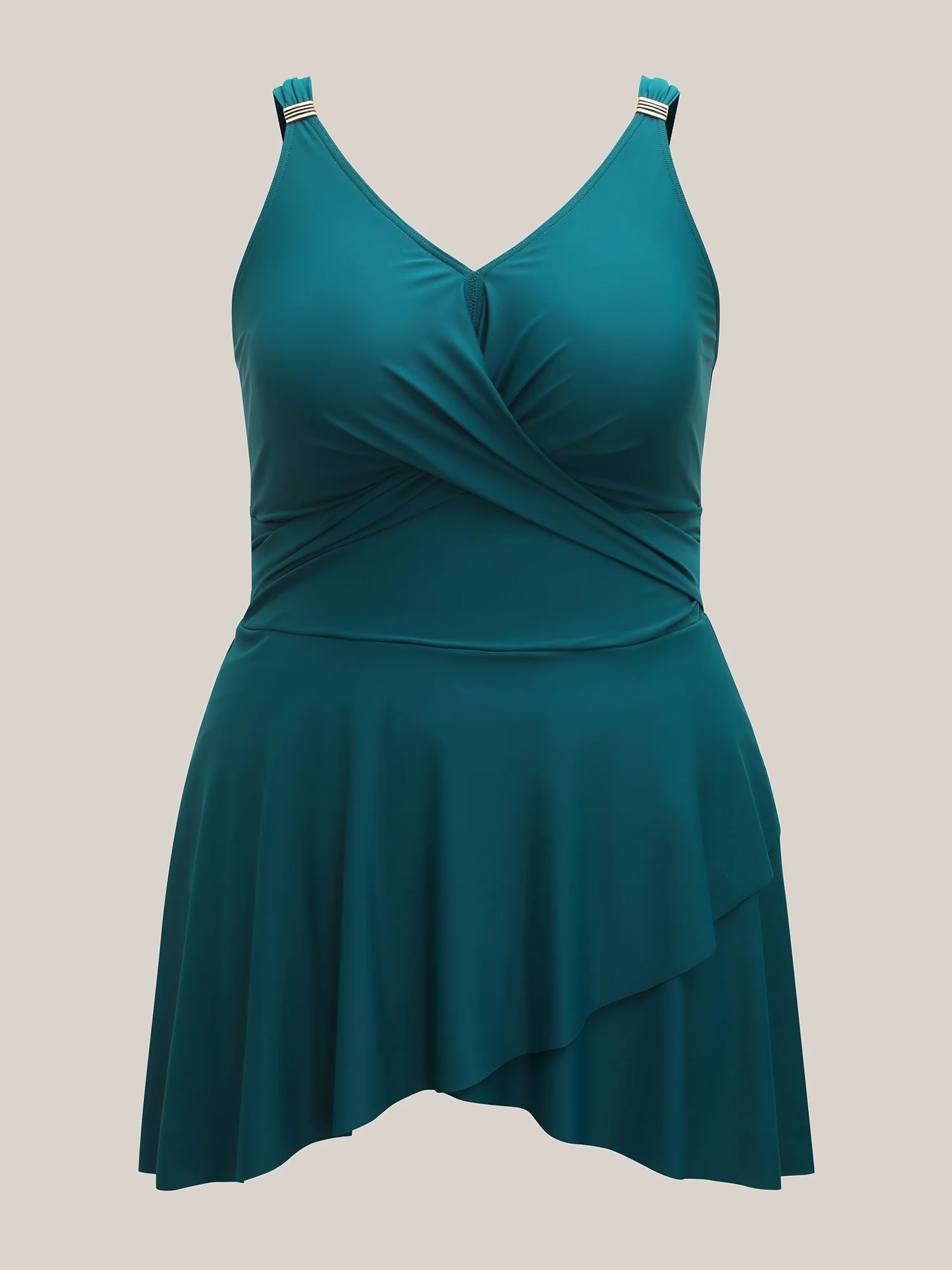 Anti-Float Tie Twist Solid Swim Dress