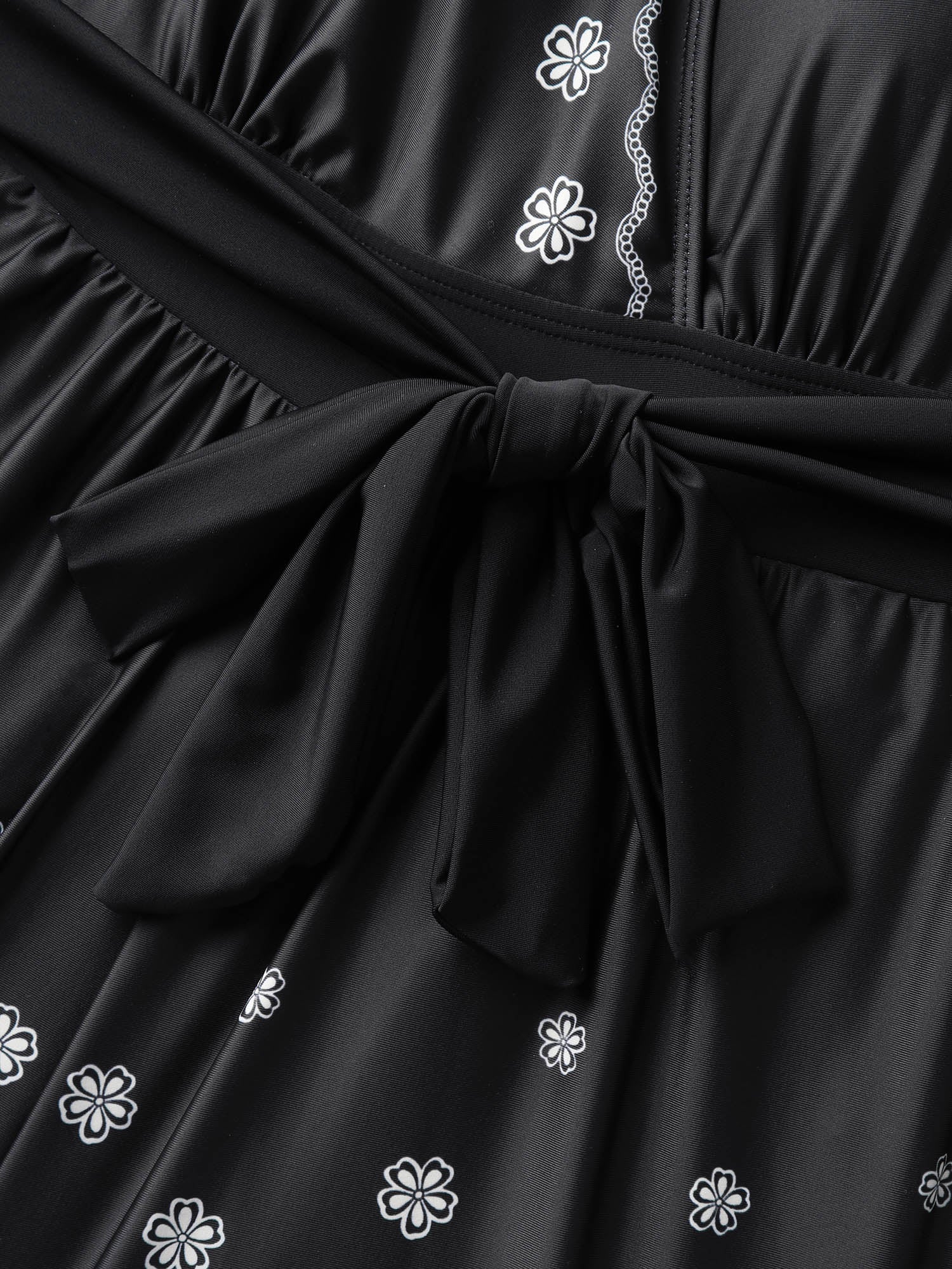 Boho Print Pockets Belted One-Piece Swimsuit