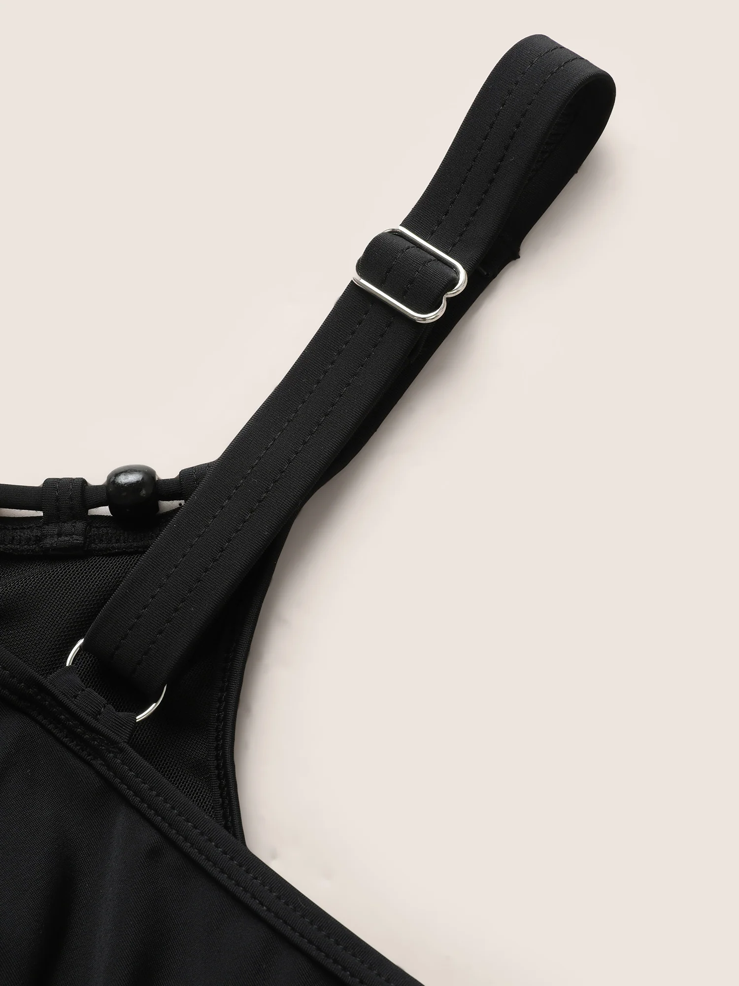 Solid Keyhole Adjustable Straps Swim Top