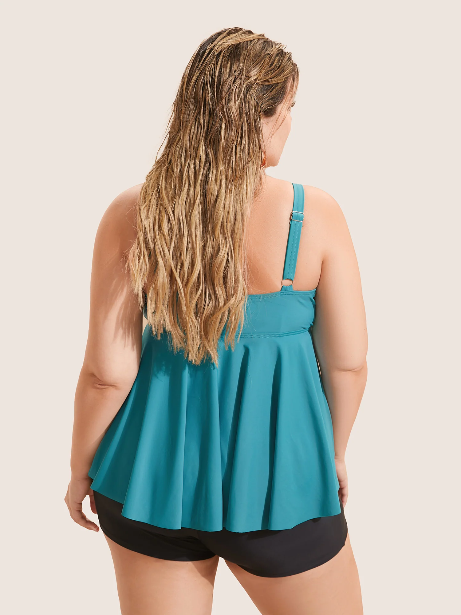 Knotted Front Ruffle Tiered Tankini Top