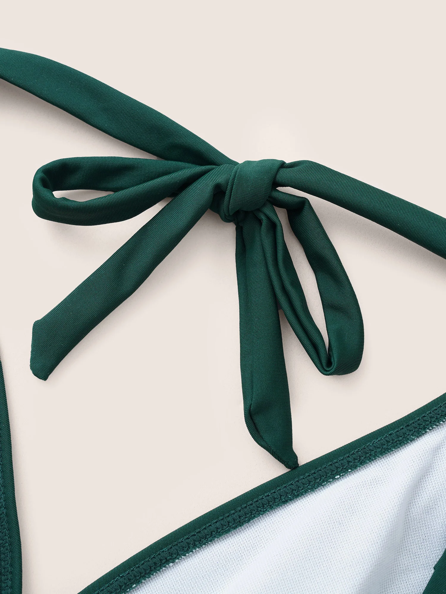 Solid Ruffle Hem Empire Waist Halter Neck Swim Dress