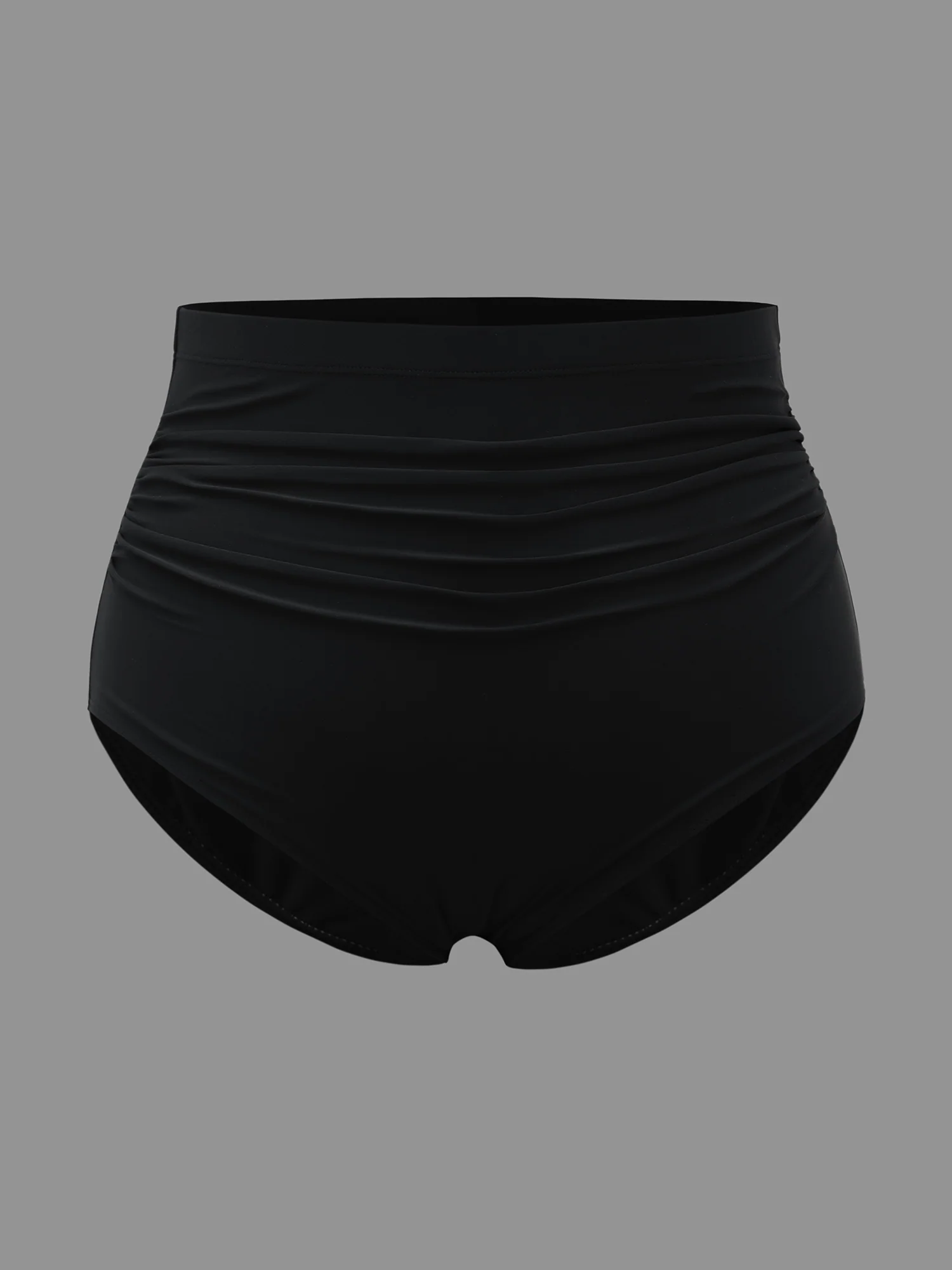 High Rise Ruched Plain Swim Bottoms
