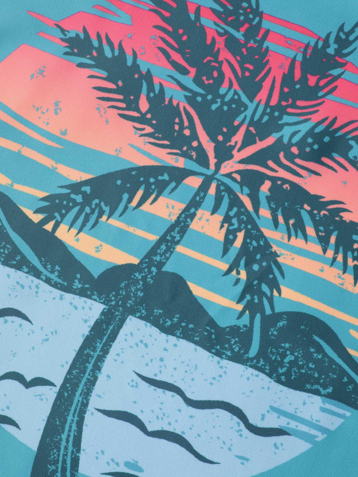 Island Print Drawstring Adjustable Swim Top