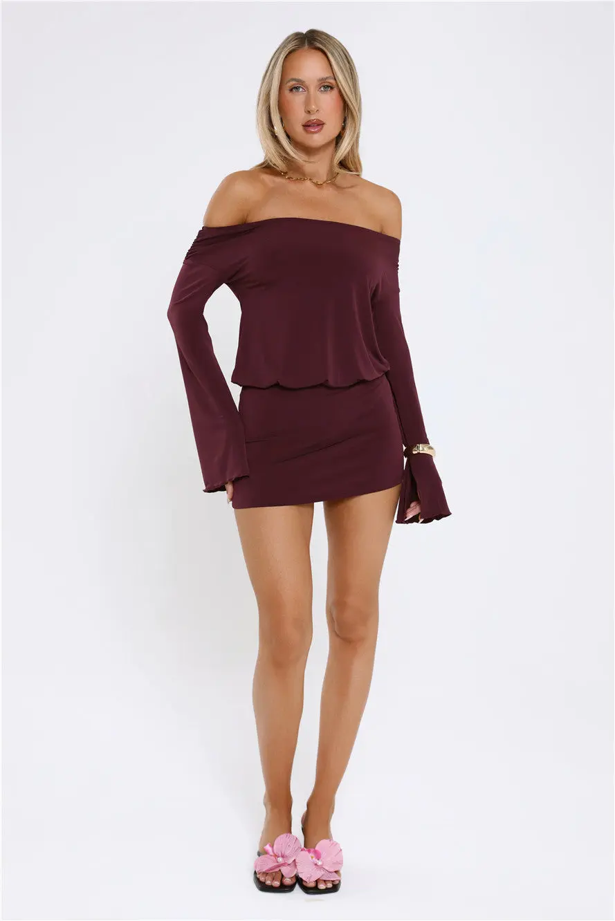 Island Sunshine Off Shoulder Mini Dress Plum