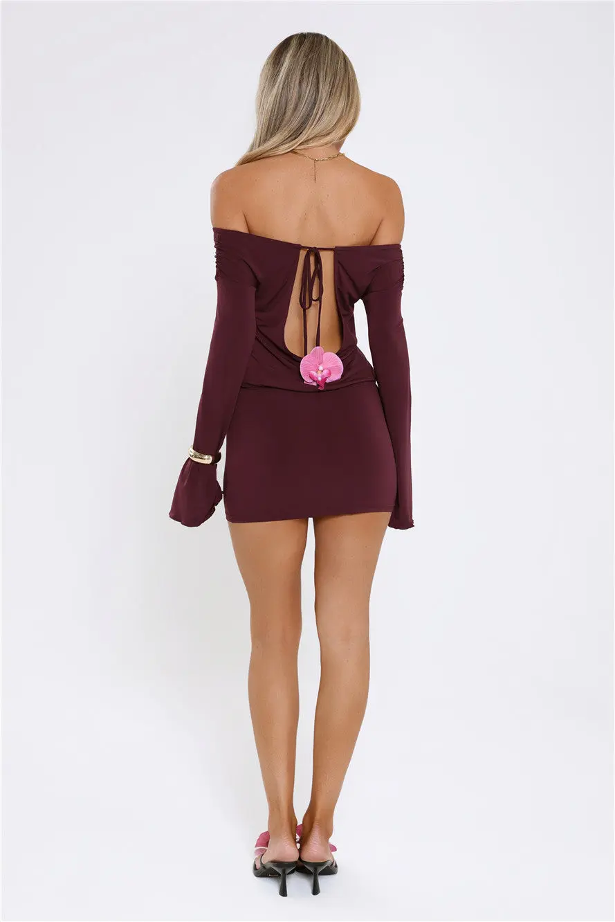 Island Sunshine Off Shoulder Mini Dress Plum