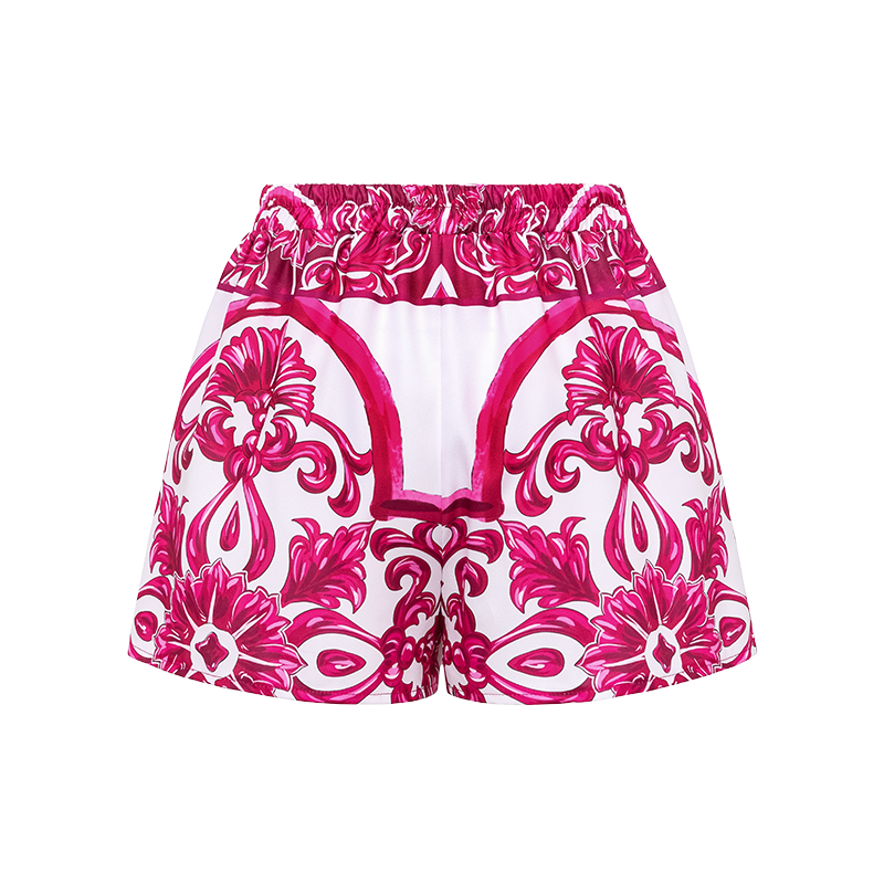 Sling Classic Majolica Series Pattern Print One Piece Swimsuit and Skirt or Shorts