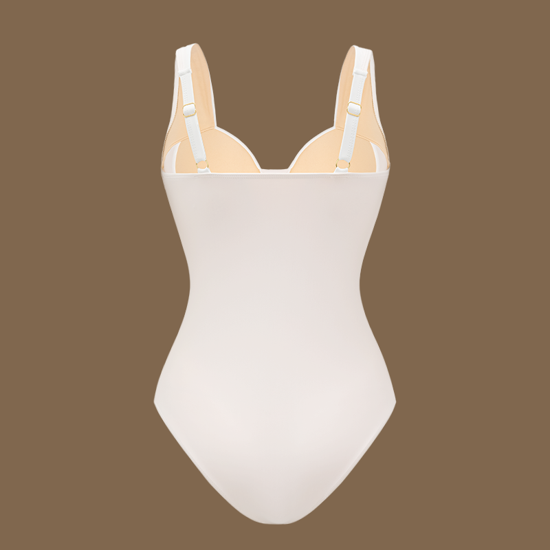 White Hollow Out One Piece Swimsuit and Skirt