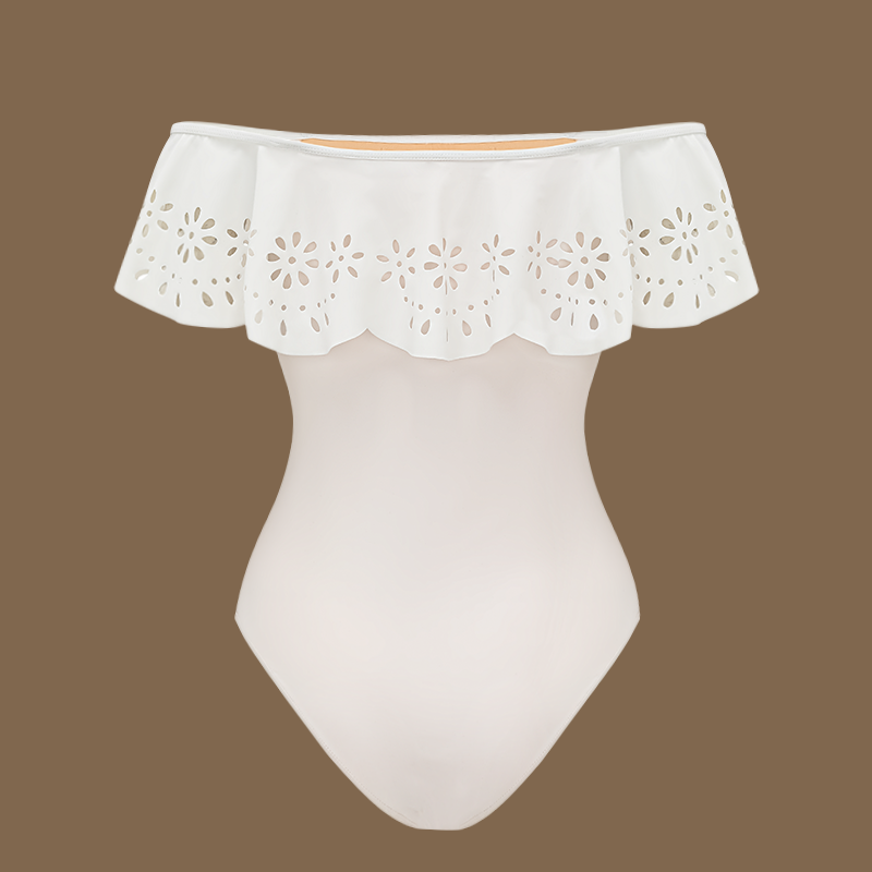 Three Pieces Set Hollow Out One Piece Swimsuit and Skirt