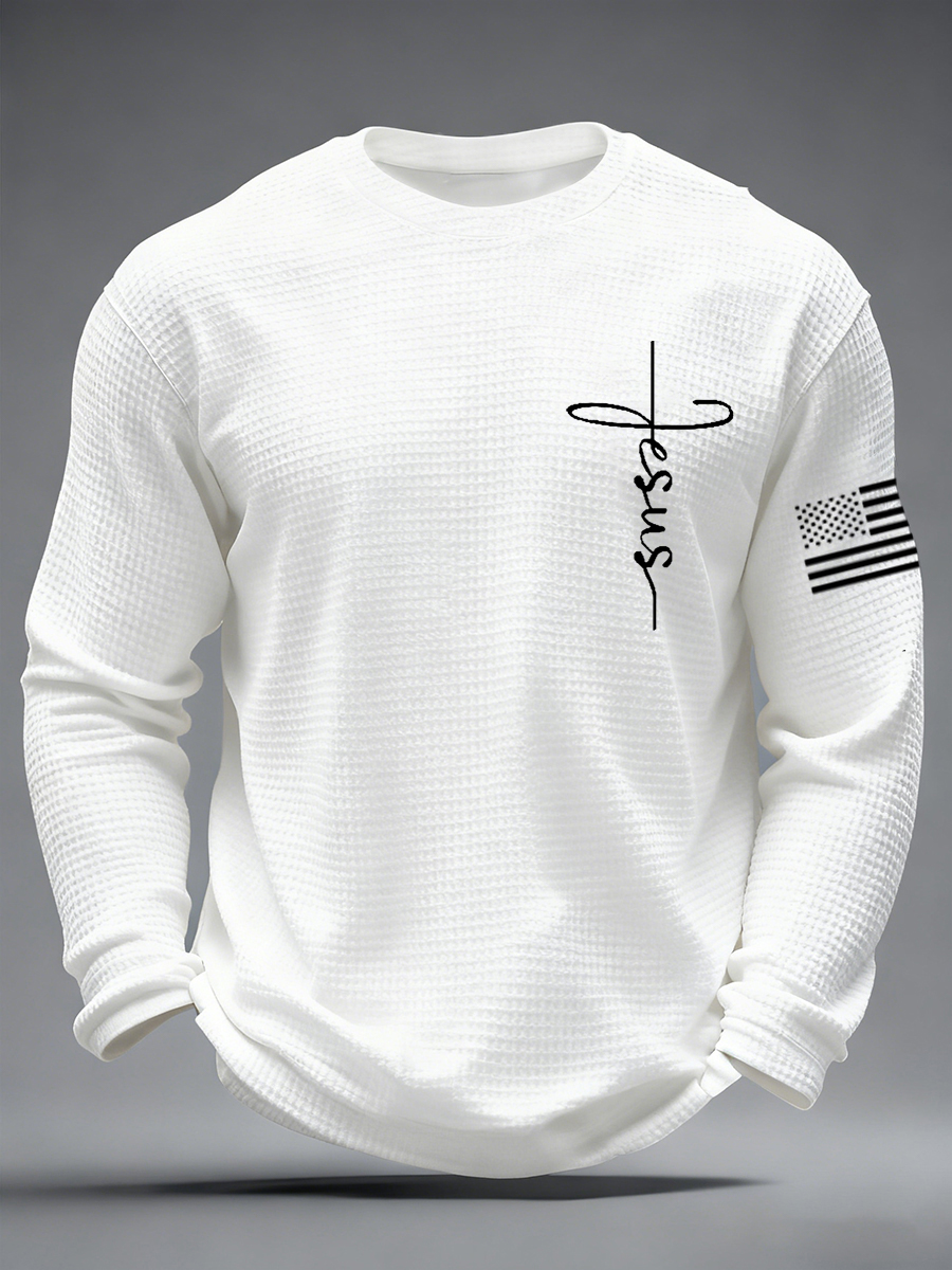 Men's Jesus The Way The Truth The Life Print Casual Long Sleeve T-Shirt