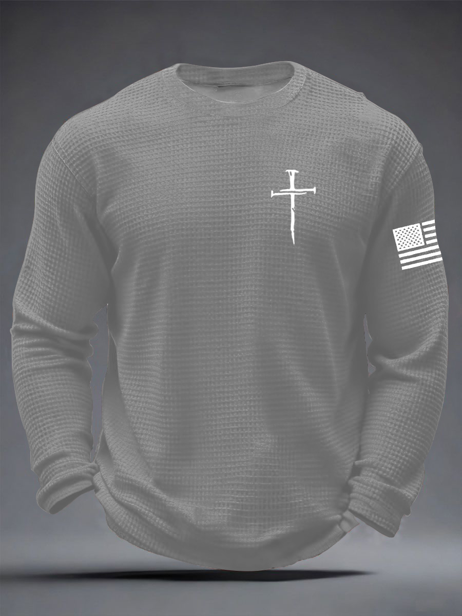 Men's Jesus The Way The Truth The Life Cross  Waffle Long Sleeve T-Shirt