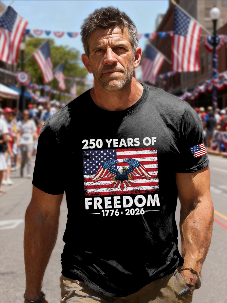 Men's Retro 250th Anniversary Freedom Eagle Casual T-Shirt