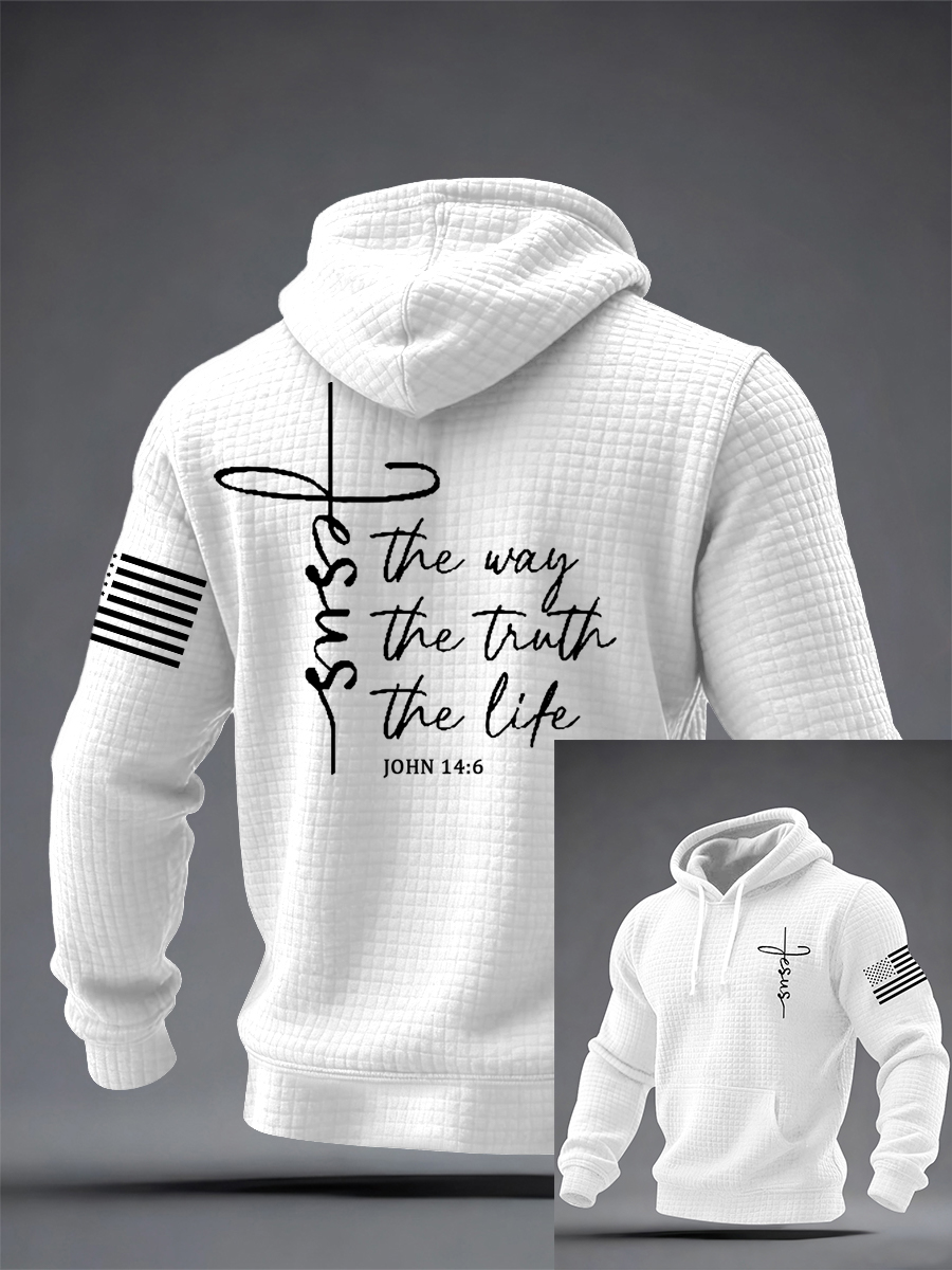 Men's Jesus The Way The Truth The Life Checkered Hoodie