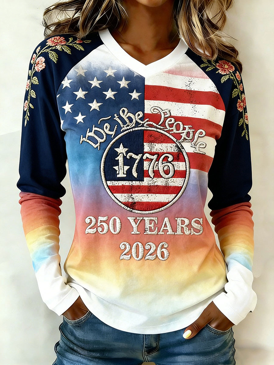 Women's We the People 250 Years V-Neck T-Shirts