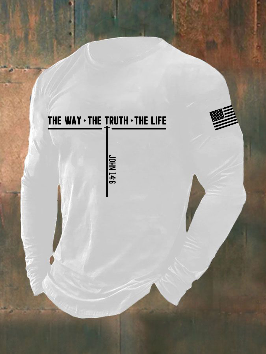 Men's Jesus The Way The Truth The Life Cross Long Sleeve T-shirt