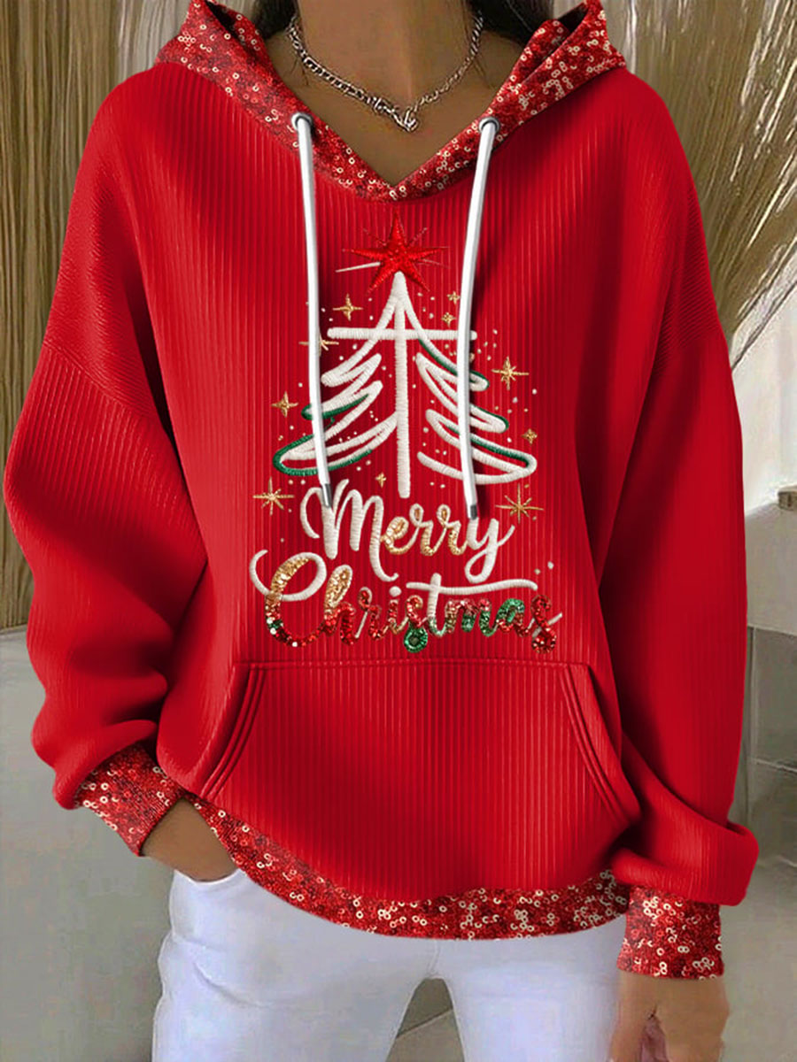 Women's Christmas Cross Print Casual Hoodie
