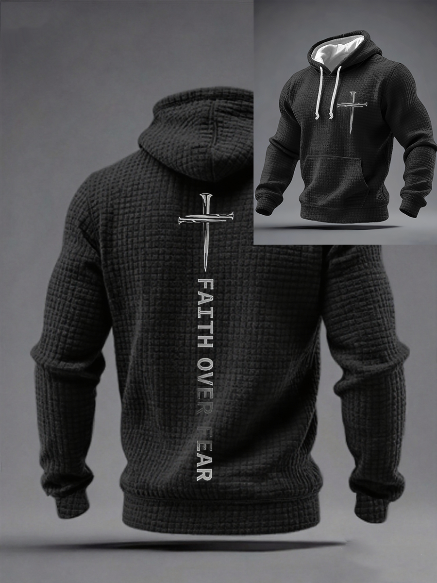 Men's Faith Checkered Cotton Hoodie