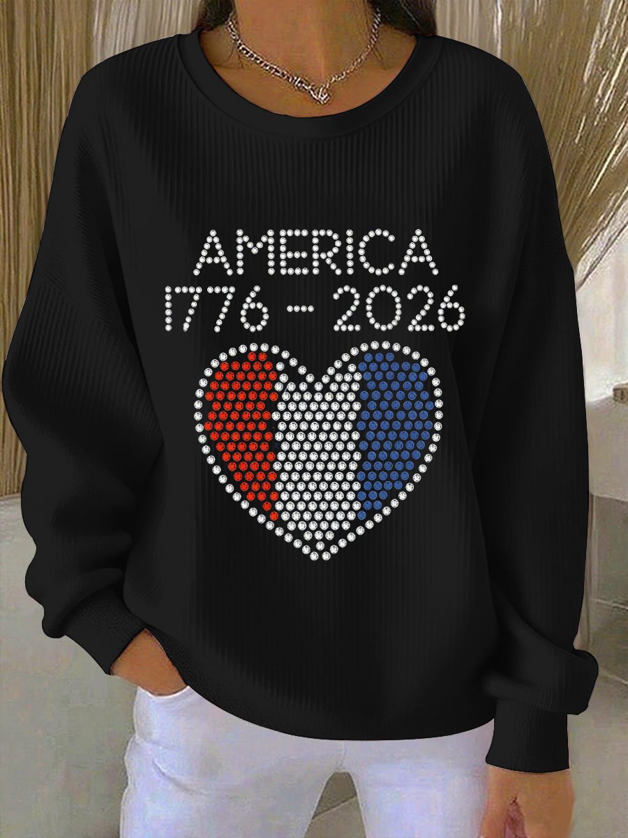 Women's America 1776-2026 Rhinestone Pattern Sweatshirt