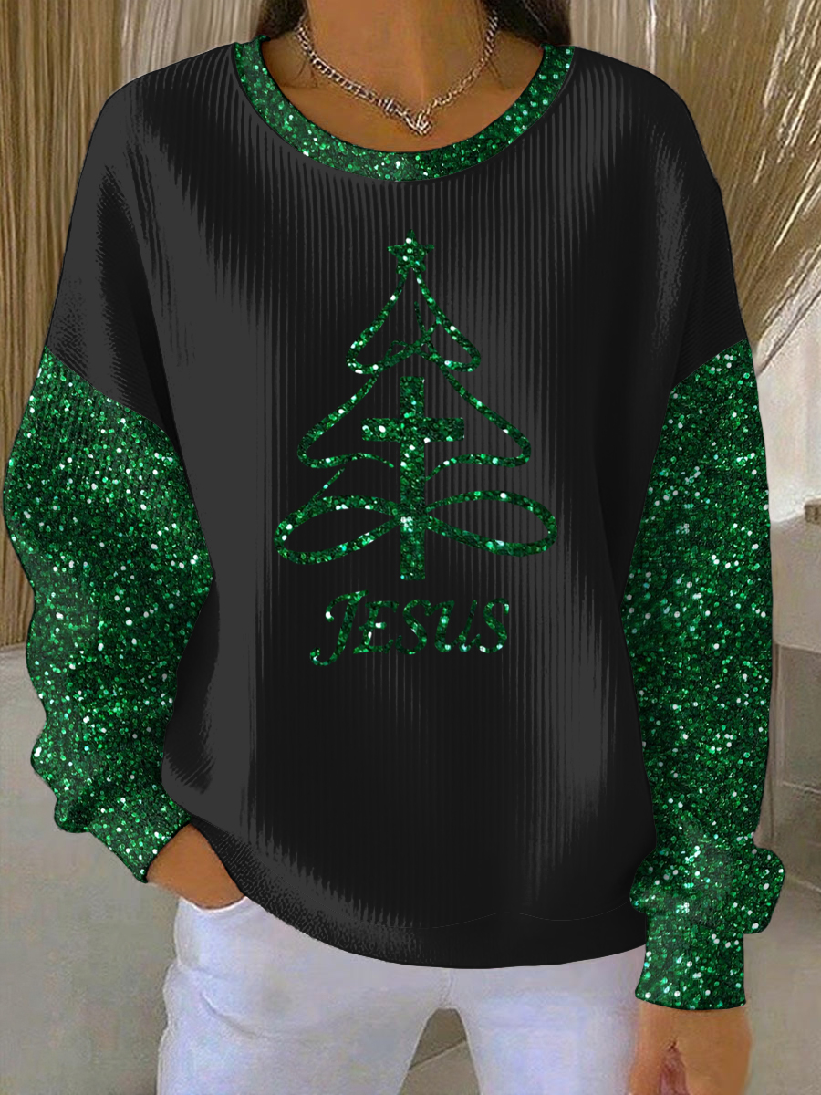 Women's Christmas Belief Print Casual Sweatshirt
