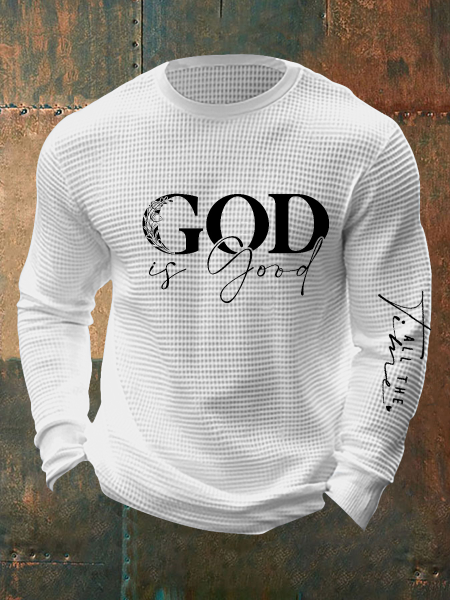 Men's God Is Good All The Time Waffle Long Sleeve T-Shirt