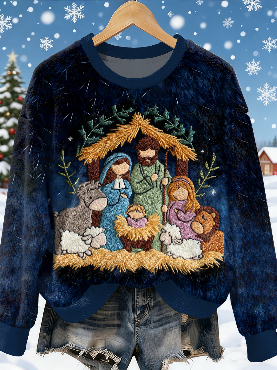 Gorgeous Christmas Jesus Pattern Casual Long Sleeved Sweatshirt