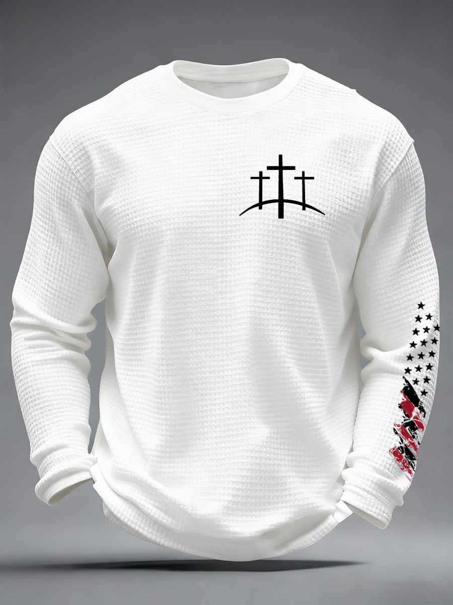 Men's Christian Cross Waffle Long Sleeve T-Shirt