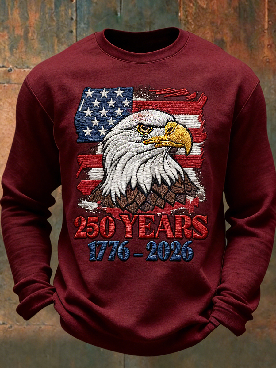 Men's 250th Anniversary Printed Long Sleeved Round Neck Sweatshirt