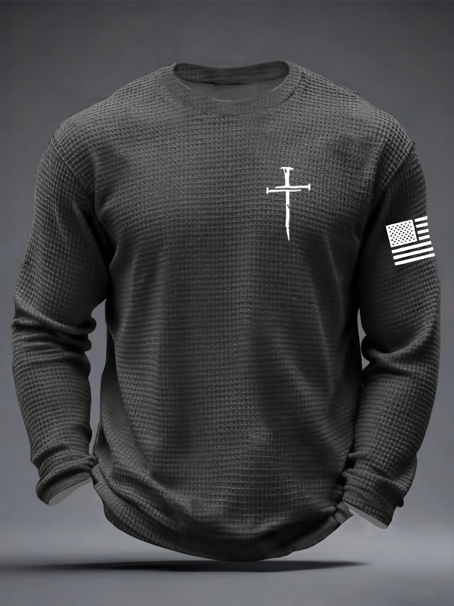 Men's Jesus The Way The Truth The Life Cross  Waffle Long Sleeve T-Shirt